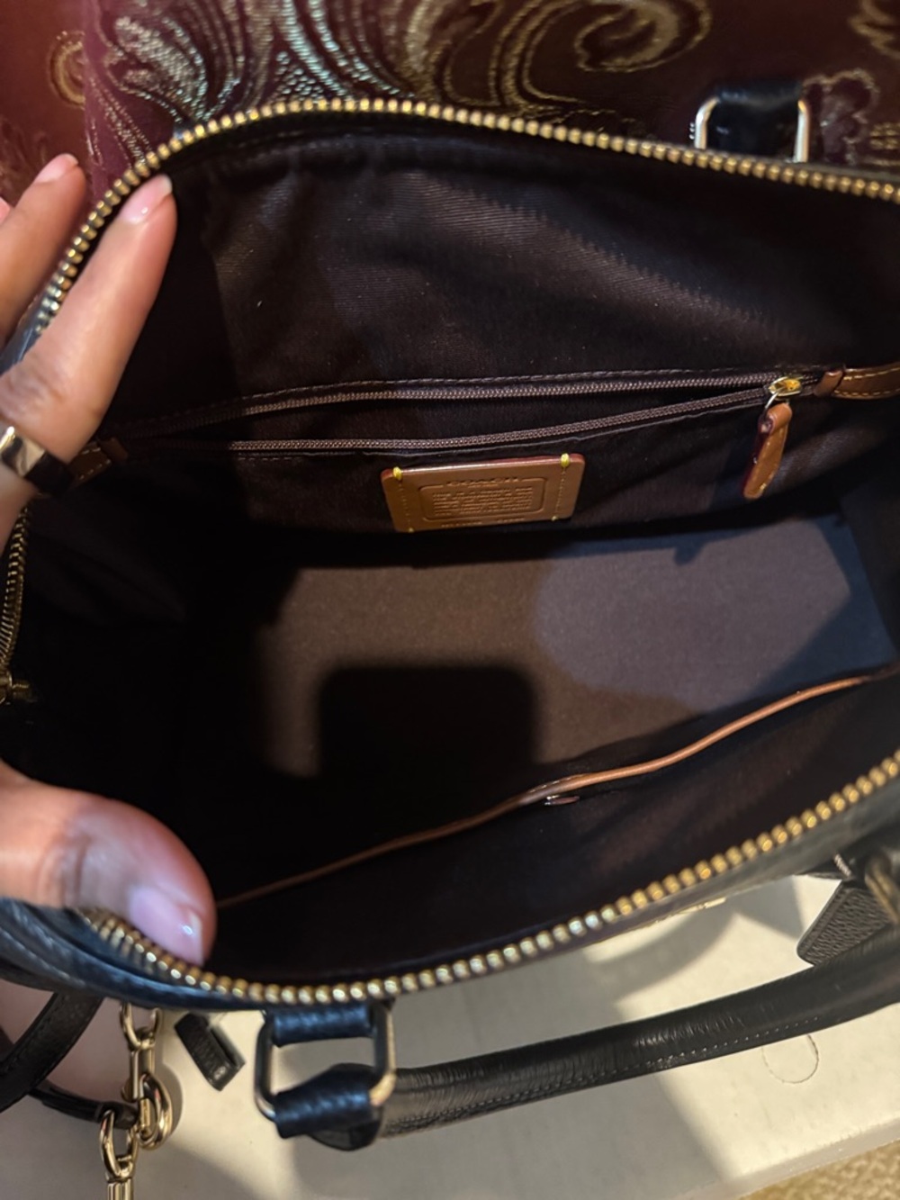 Coach Black Pebbled Large Rowan with Gold Hardware - Picture 4 of 8